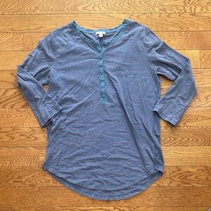 GAP Blue and Pink Striped Henley Shirt